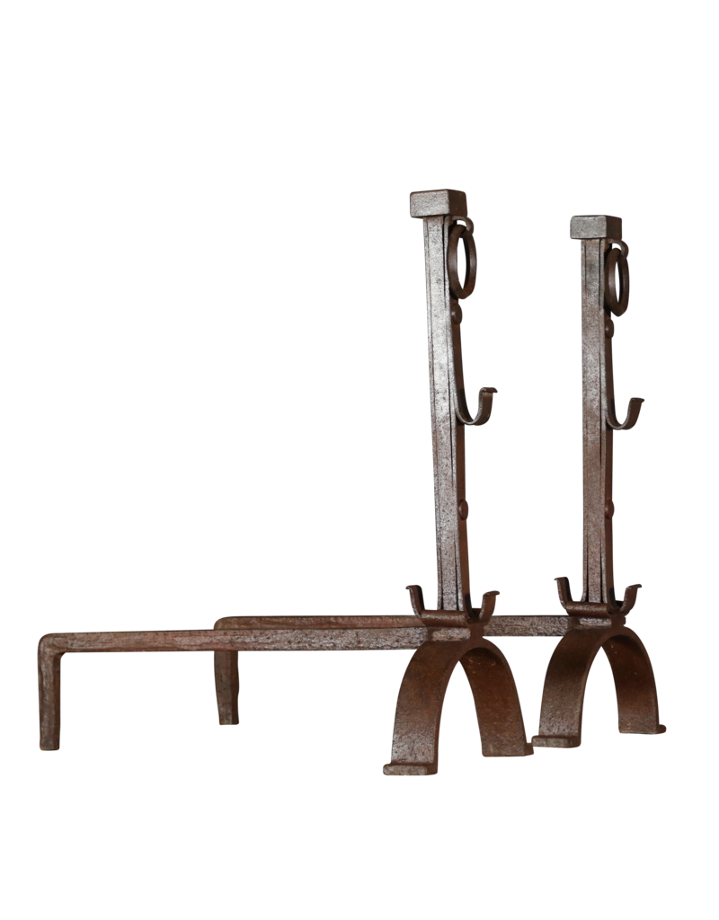 French Solid Rustic Pair Andiron