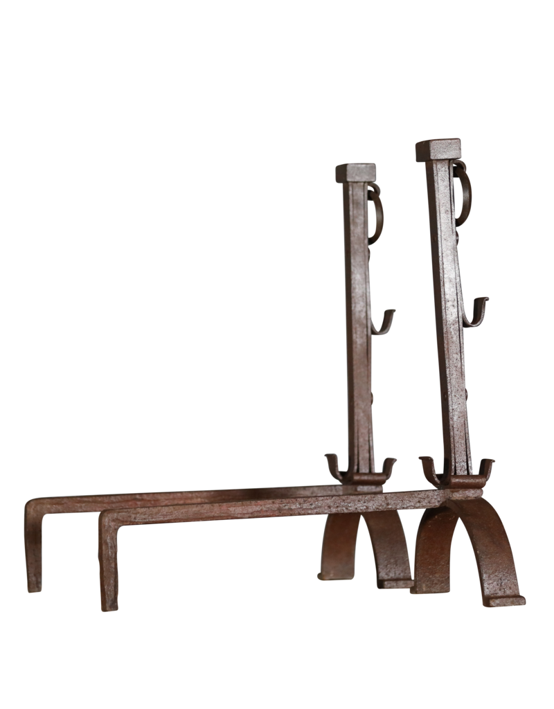 French Solid Rustic Pair Andiron