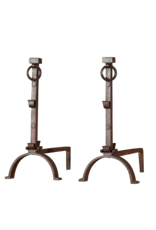 French Solid Rustic Pair Andiron