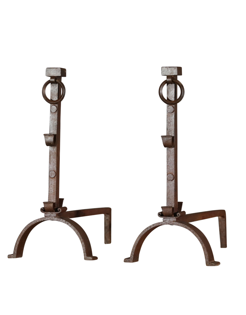 French Solid Rustic Pair Andiron