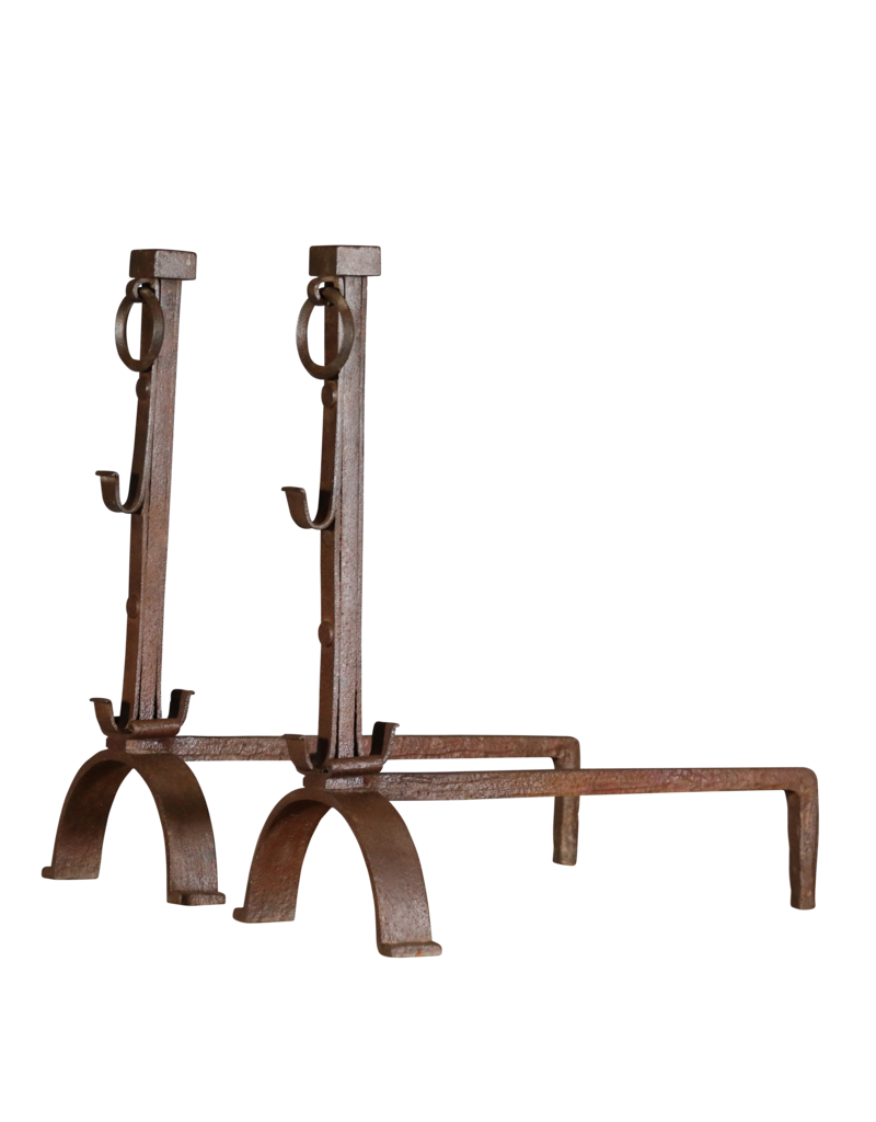 French Solid Rustic Pair Andiron