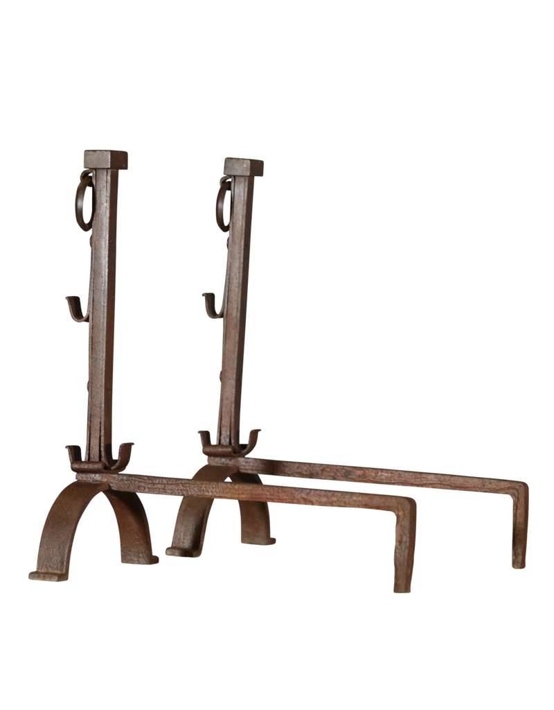 French Solid Rustic Pair Andiron