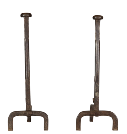 Chateau Pair Andiron In Wrought Iron