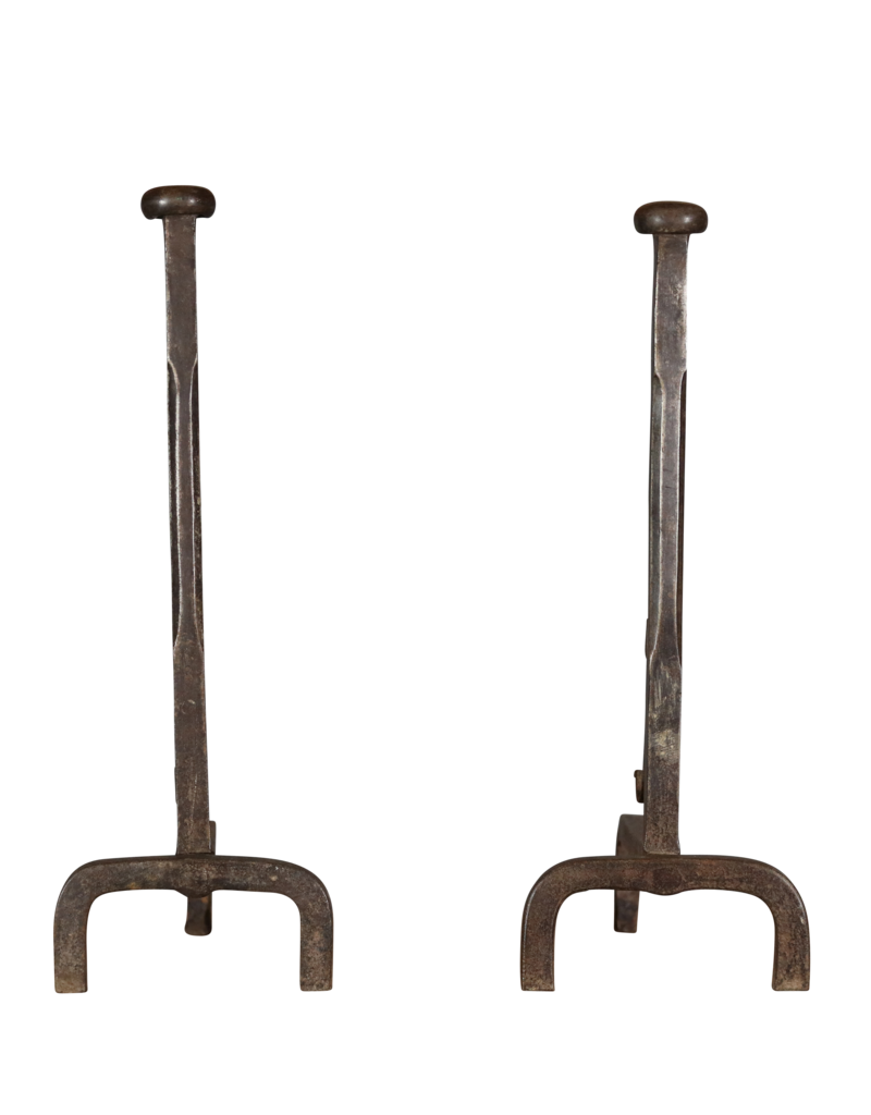 Chateau Pair Andiron In Wrought Iron