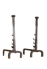 Chateau Pair Andiron In Wrought Iron