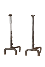 Chateau Pair Andiron In Wrought Iron