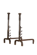 Chateau Pair Andiron In Wrought Iron