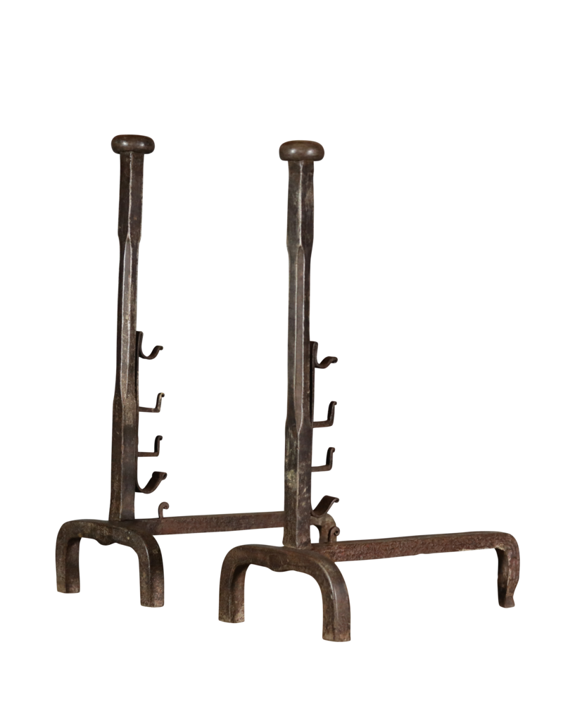 Chateau Pair Andiron In Wrought Iron