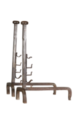 Chateau Pair Andiron In Wrought Iron