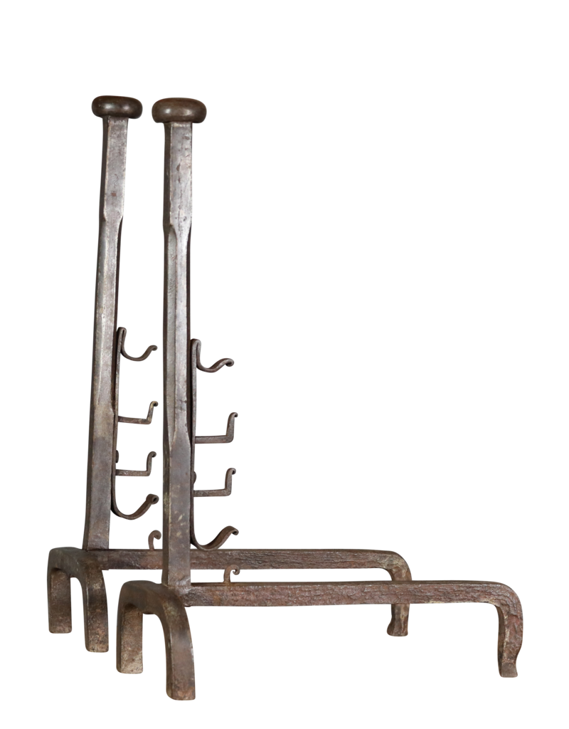 Chateau Pair Andiron In Wrought Iron