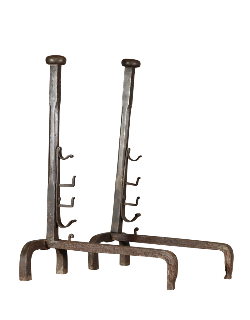 Chateau Pair Andiron In Wrought Iron