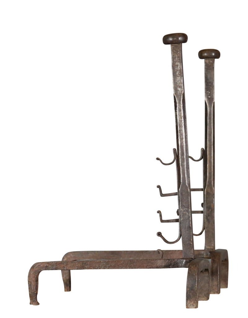 Chateau Pair Andiron In Wrought Iron