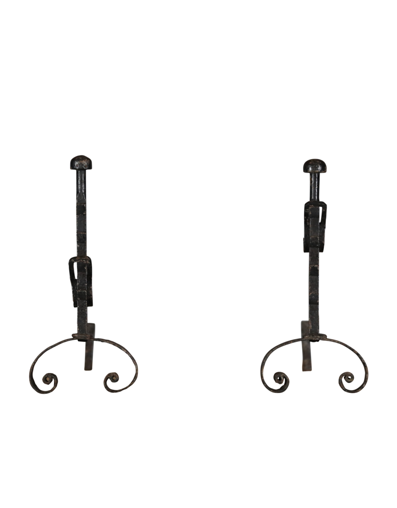 Blacked Wrought Iron Andiron