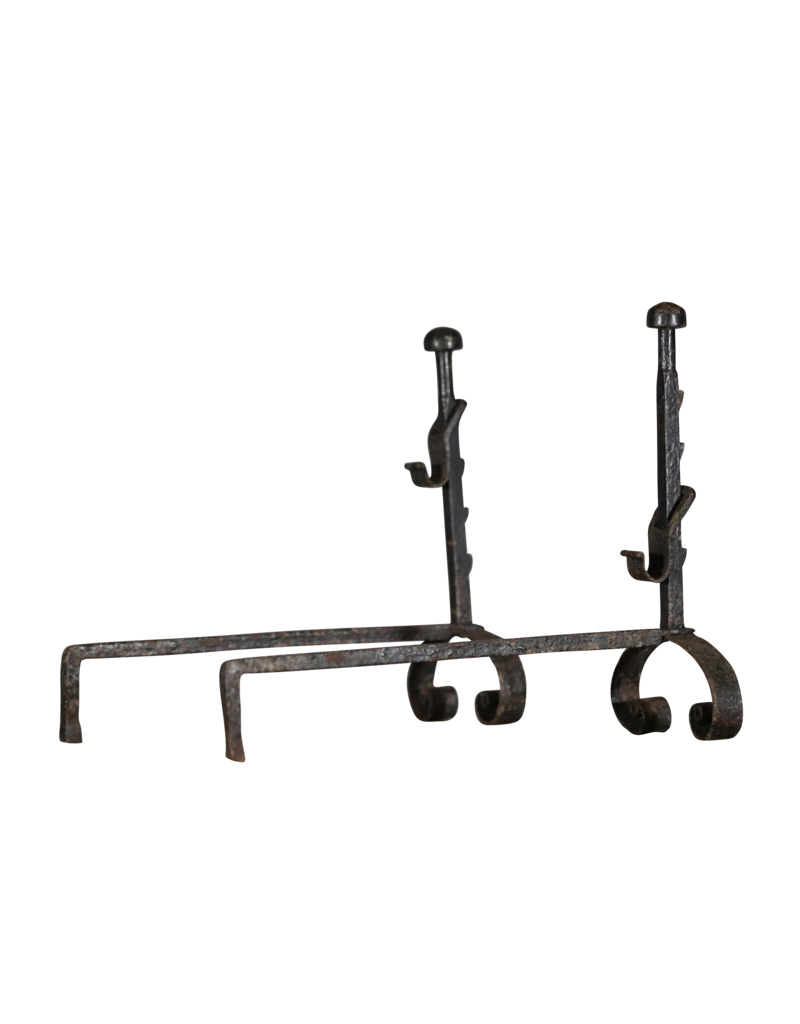 Blacked Wrought Iron Andiron