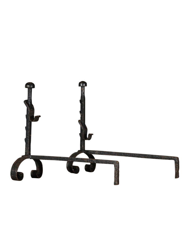 Blacked Wrought Iron Andiron