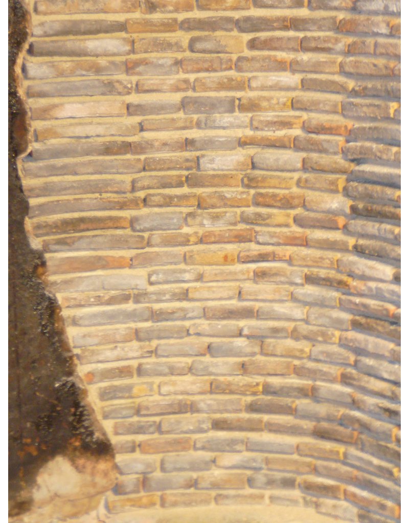 Original antiker französische senffarbene Dachziegelstreifen