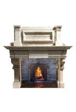 French 16Th Century Period Limestone Fireplace Surround