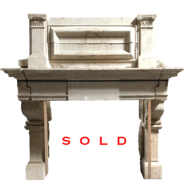 French 16Th Century Period Limestone Fireplace Surround