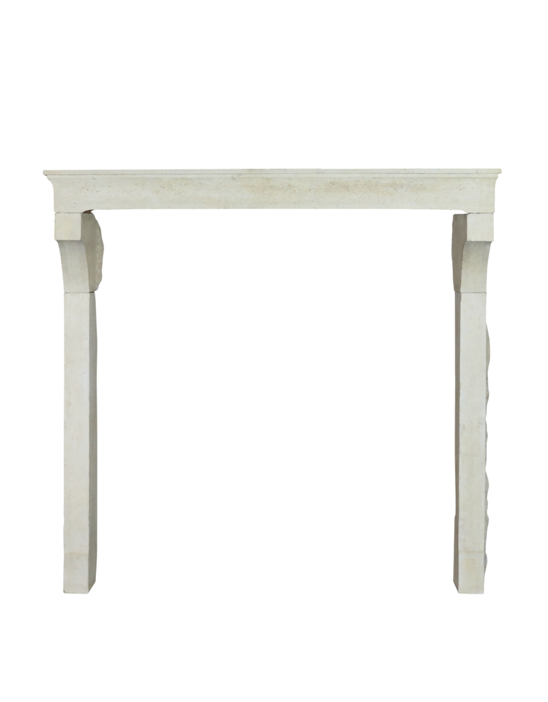 French High White Stone Fireplace