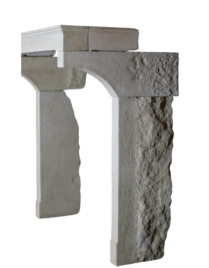 French High White Stone Fireplace
