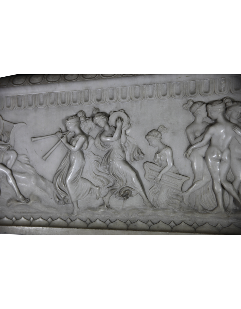 Important Bas Relief In White Marble