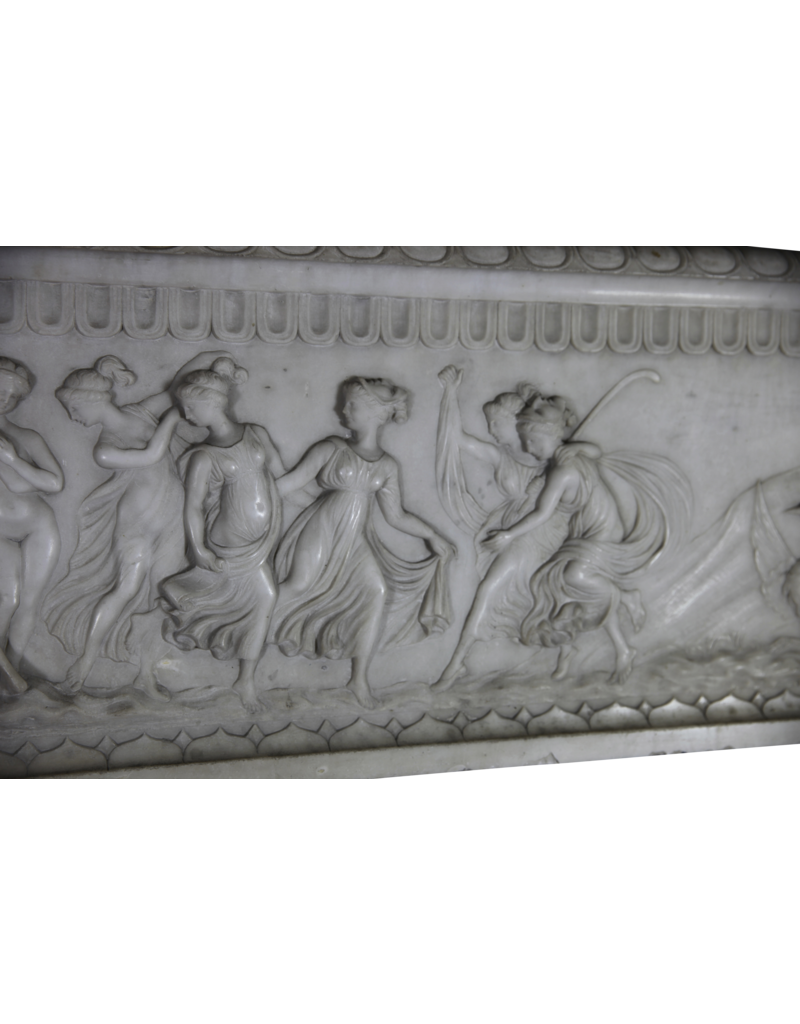 Important Bas Relief In White Marble