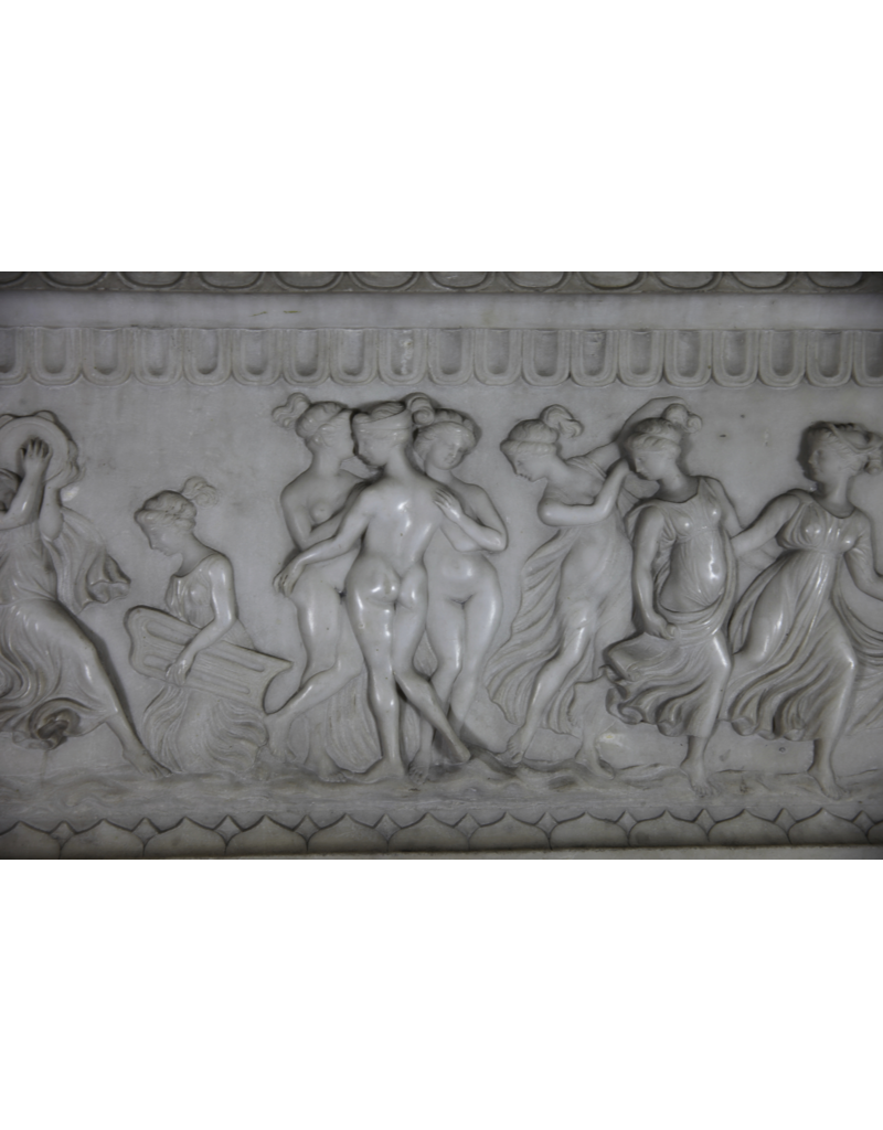 Important Bas Relief In White Marble