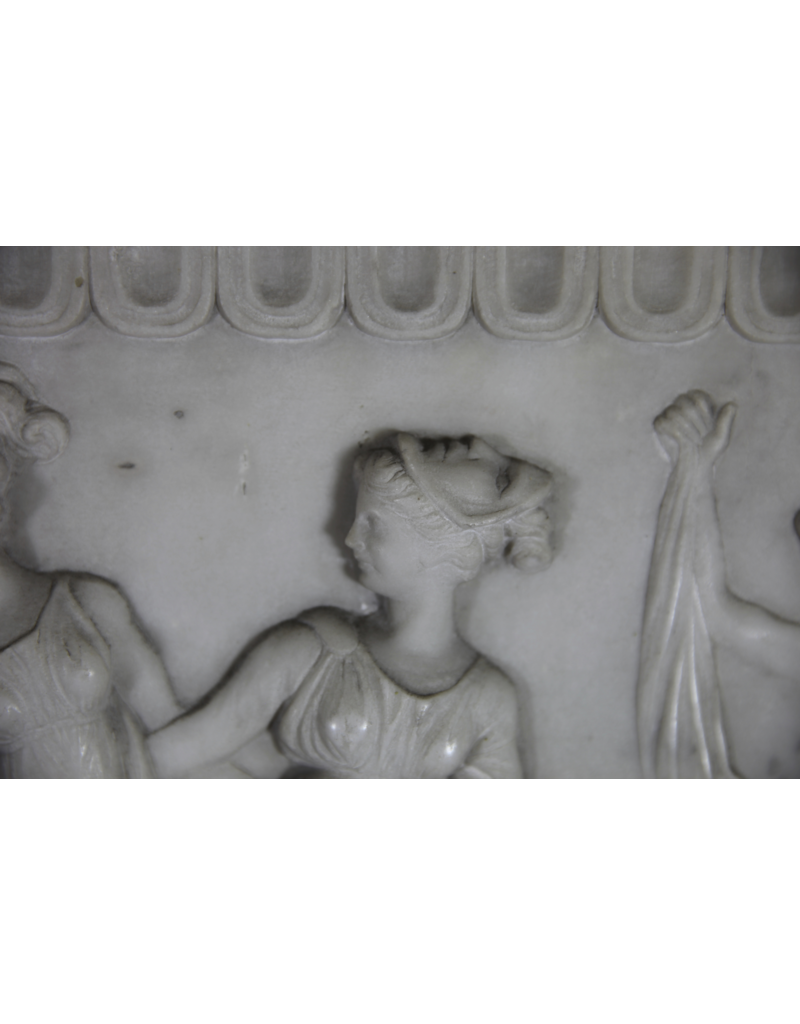 Important Bas Relief In White Marble