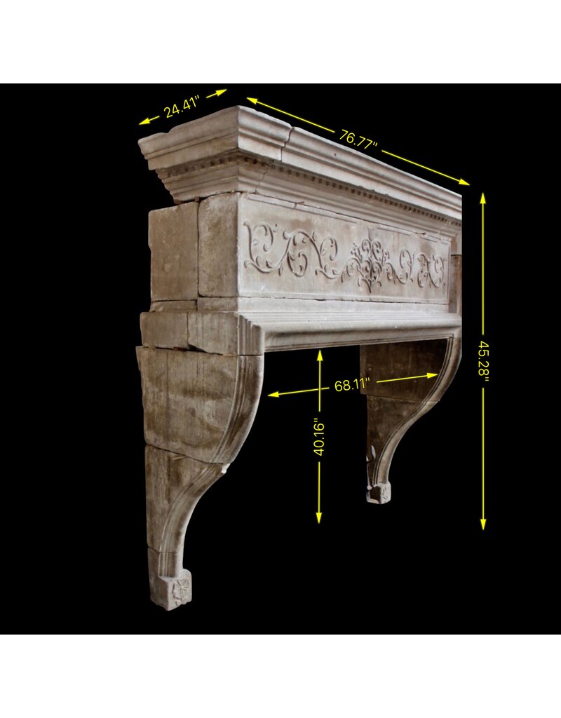 Italian Renaiscance Period Limestone Fireplace Surround