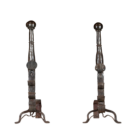 Maison Leon Van den Bogaert Cathar Andirons — 74 cm High