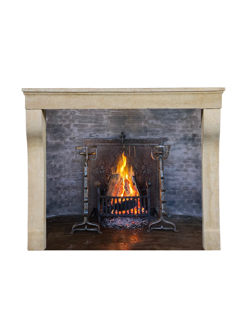 Louis XIII French Timeless Beige Limestone Fireplace Surround