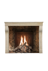 Louis XIII French Timeless Beige Limestone Fireplace Surround