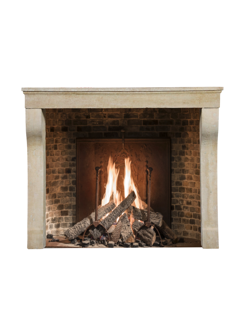 Louis XIII French Timeless Beige Limestone Fireplace Surround