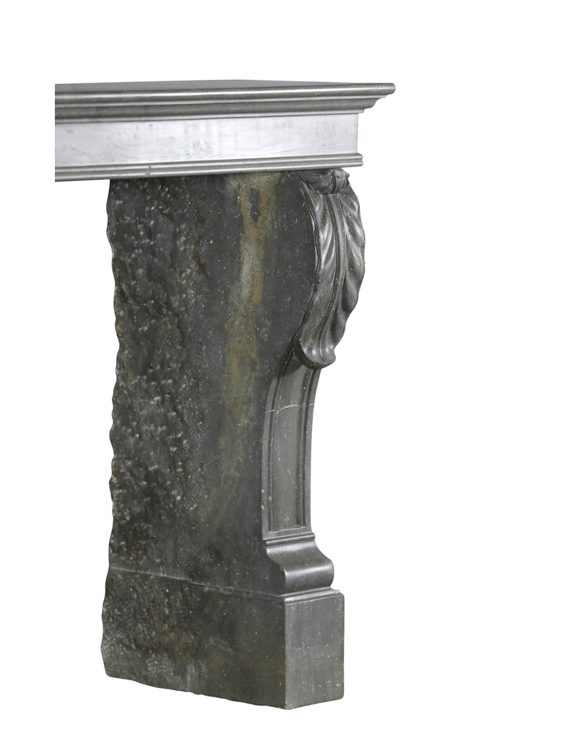 Napoleon III Grey-Bleu French Stone Castle Fireplace Surround