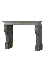 Napoleon III Grey-Bleu French Stone Castle Fireplace Surround