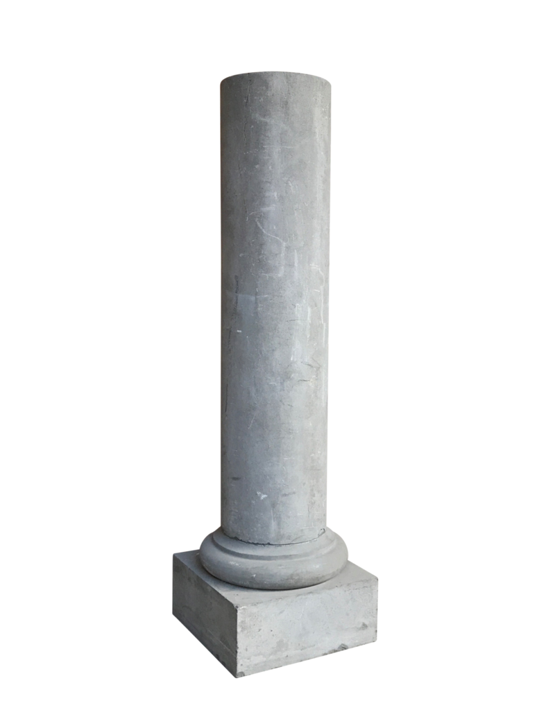 Authentic Antique Round Stone Outdoor Column On Base