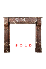 Maison Leon Van den Bogaert Small Belgian Antique Fireplace Surround In Brown Marble