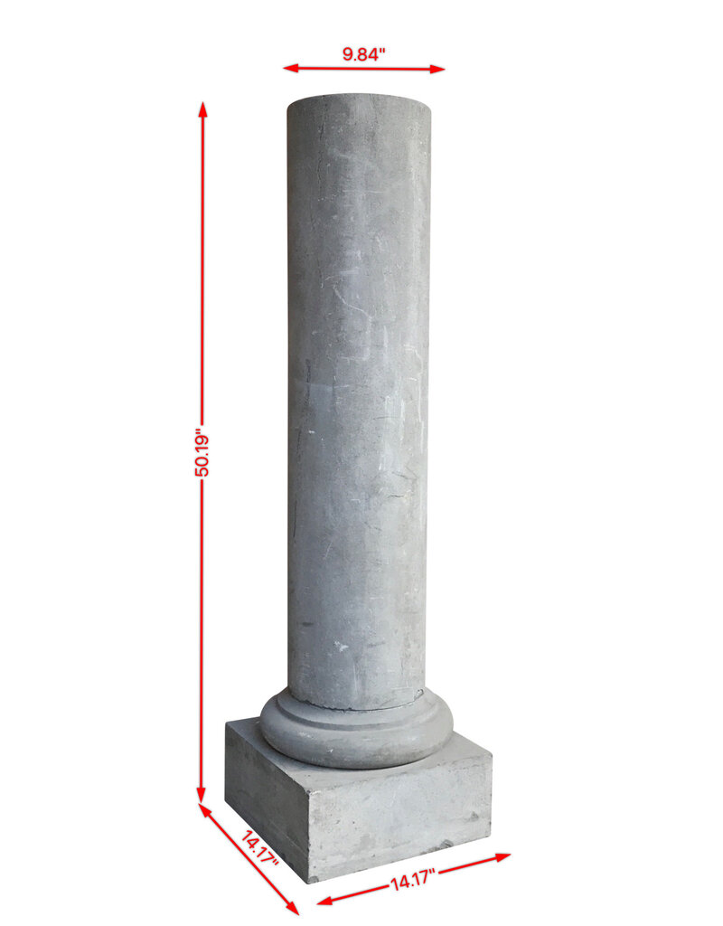 Authentic Antique Round Stone Outdoor Column On Base