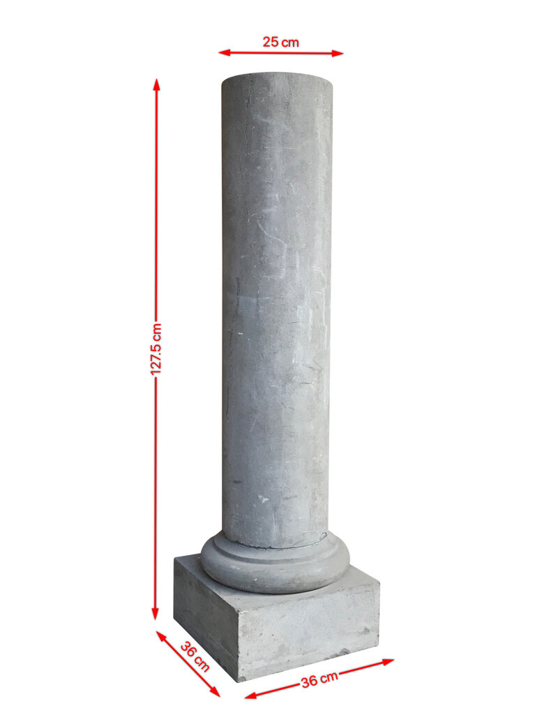 Authentic Antique Round Stone Outdoor Column On Base