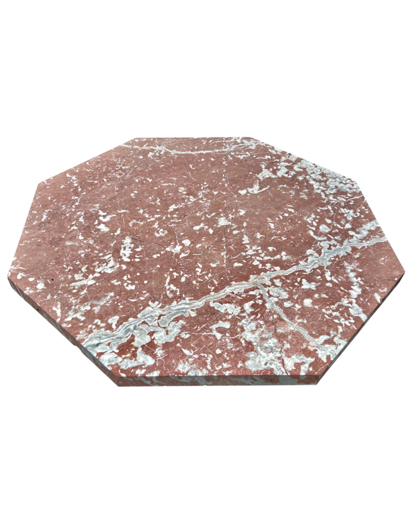 Octagonal French Antique  Rouge Languedoc Marble Statement Table