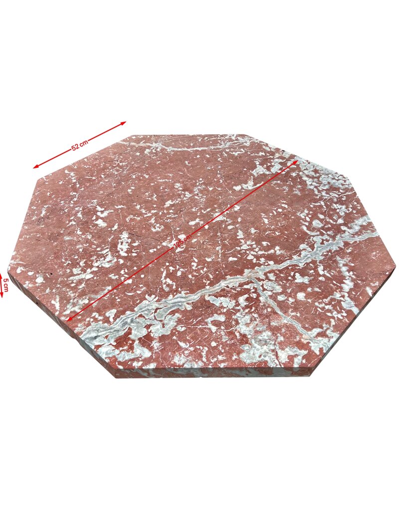 Octagonal Mesa De Mármol Francés Antiguo Languedoc Rouge