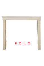 Straight Lined French Rustic Shiny Limestone Fireplace Mantle