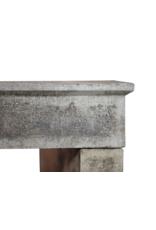 French Campagnarde Style Limestone Fireplace