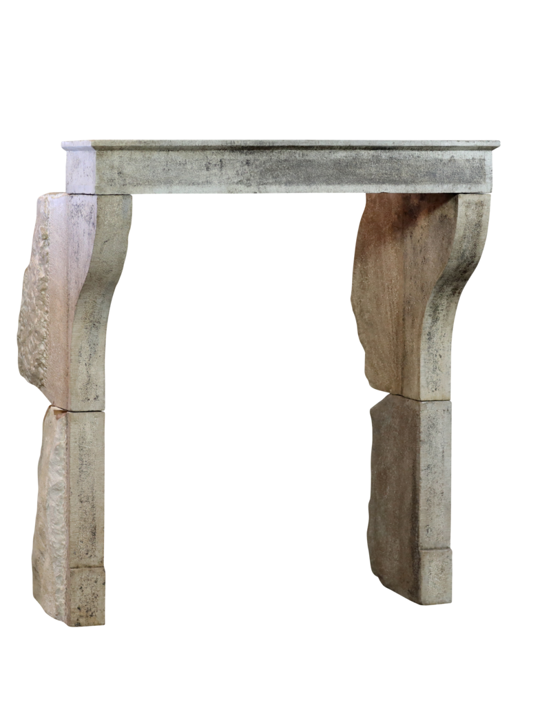 French Campagnarde Style Limestone Fireplace