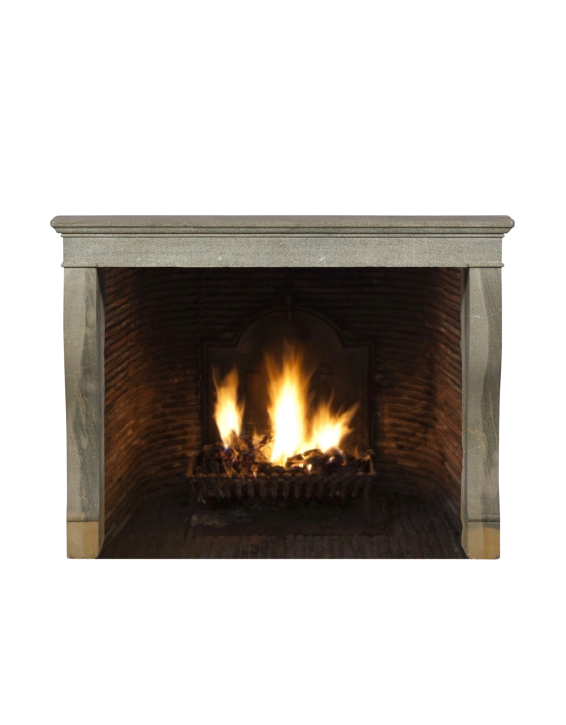 European Fireplace In Grey-Green-Bleu Stone