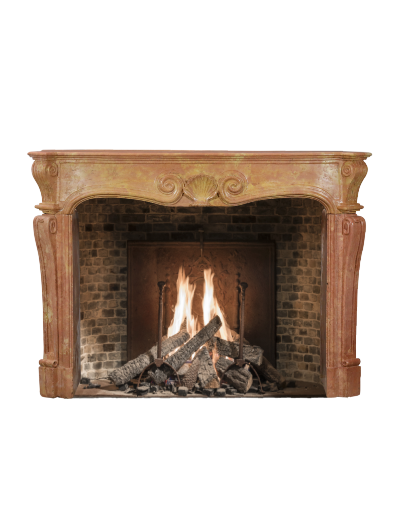 Chateau Fireplace In Rose Burgundian Stone