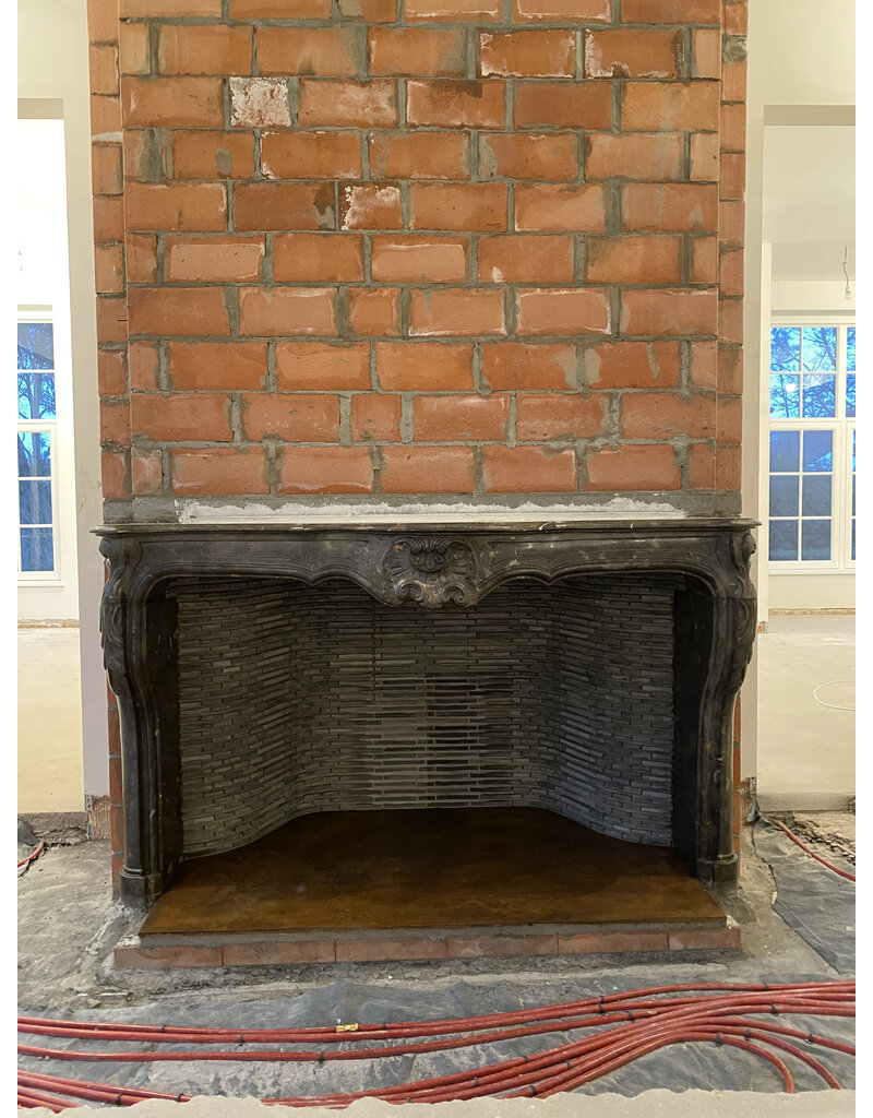 French Fossil Stone Statement Fireplace