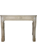 Classic French White Stone Fireplace