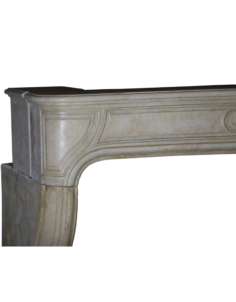Classic French White Stone Fireplace