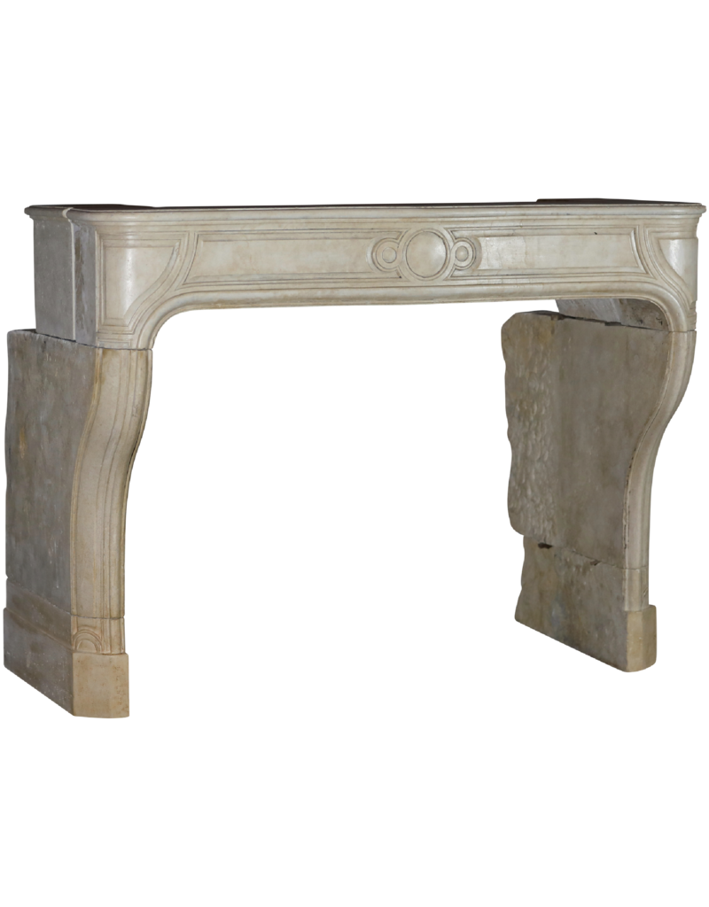 Classic French White Stone Fireplace